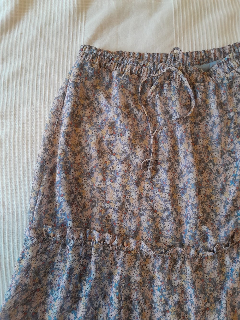 Women's Floral Tiered Maxi Skirt - Blue Floral